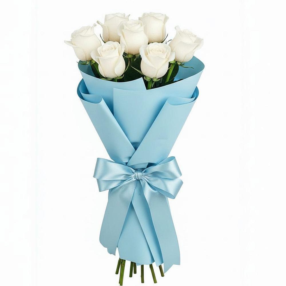 Букет 7 белых роз Проуд в Поселке дома отдыха Бекасово