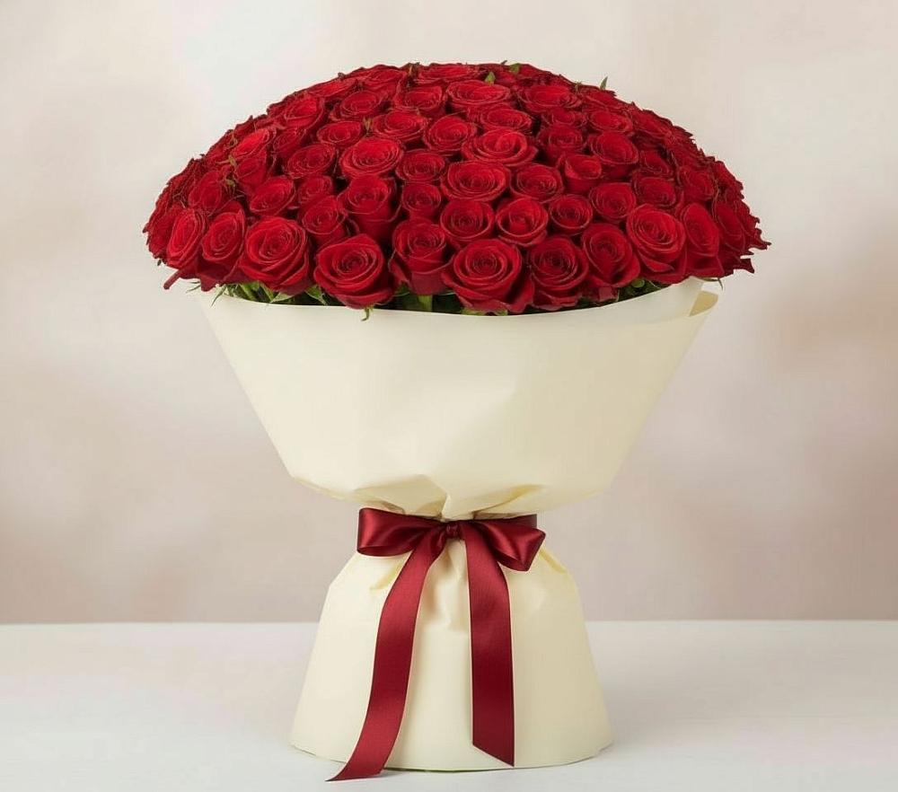 Букет 101 Красная роза Милано в Поселке дома отдыха Бекасово