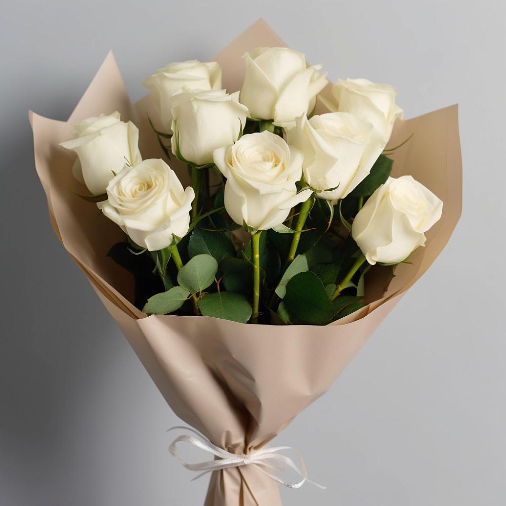 Букет 9 Белых роз Эдлесс Лав в Поселке дома отдыха Бекасово