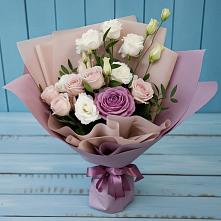 Букет цветов из:  Розы и Лизиантусы в Поселке дома отдыха Бекасово