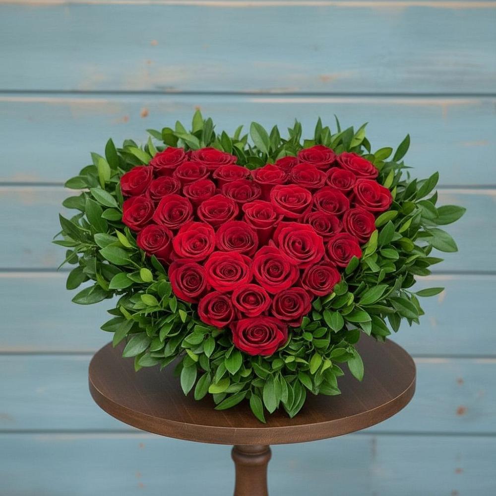 Цветочная композиция из Розы в виде сердца в Поселке дома отдыха Бекасово