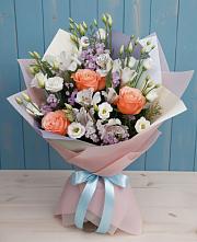 Букет цветов из:  Лизиантусы, Розы, Альстромерии и Гипсофила #REPLACE_PRED# Поселке дома отдыха Бекасово