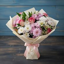 Букет цветов из:  Хризантемы, Альстромерии и Розы в Поселке дома отдыха Бекасово